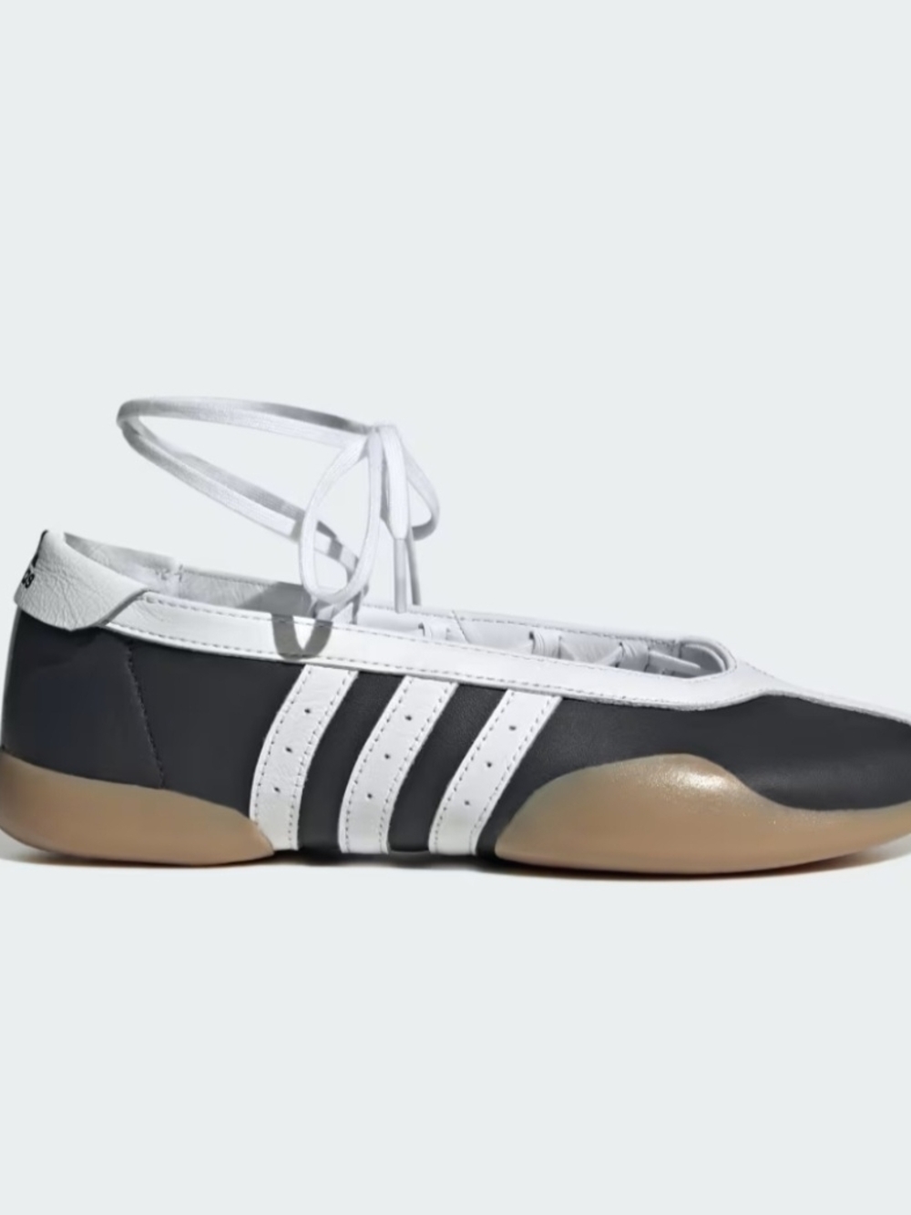 adidas Taekwondo Mei Black & White Ballet-Style Flat with Tan Sole